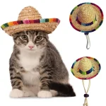 Fashionable Cats and Small Dogs Woven Straw Hat,