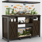 50-75 Gallon Fish Tank Stand with Outlets, Heavy Duty Metal Aquarium Stand with Cabinet for Storage