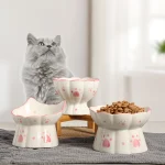Ceramic Cat Food Bowl Elevated Feeders for Drinking and Eating