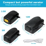 3.5W, 8W, 12W Ultra Quiet Adjustable Aquarium Oxygen Pump with Dual Output - Image 2